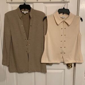 St. John Vintage Women’s Long Sleeve Jacket And Collar Sleeveless Vest Bundle